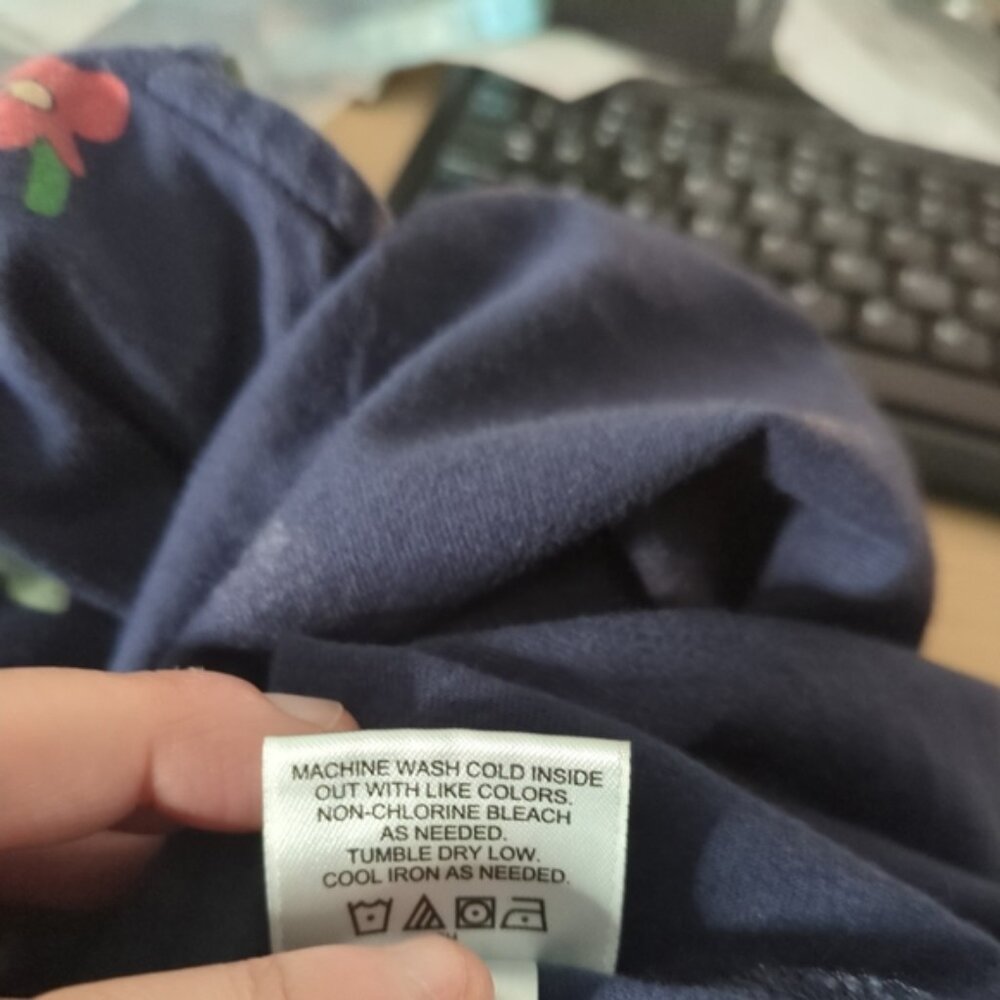 Hanna Andersson Flower Ruffle Dress Navy Size 6/7 (120cm) Pockets Cap Sleeves - Picture 7 of 8